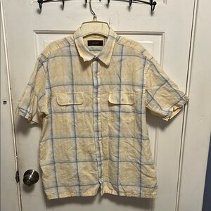 Tasso Elba Yellow and Blue Plaid Shirt
